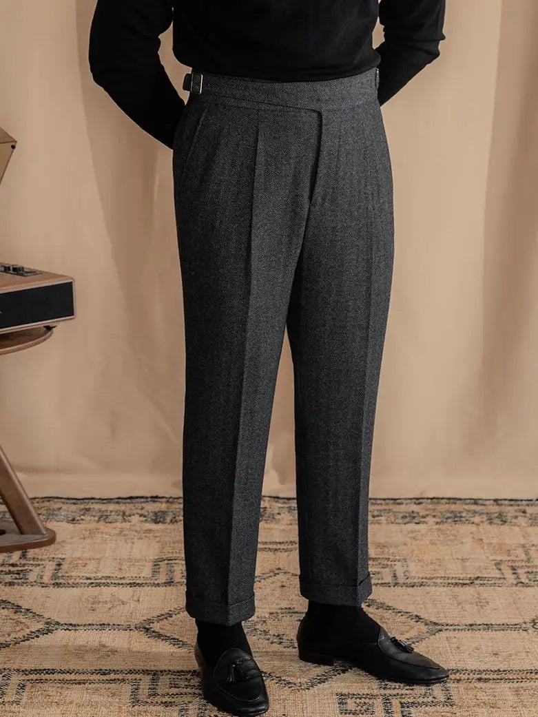 Old Money Wollhose mit verlängerter Bundlasche