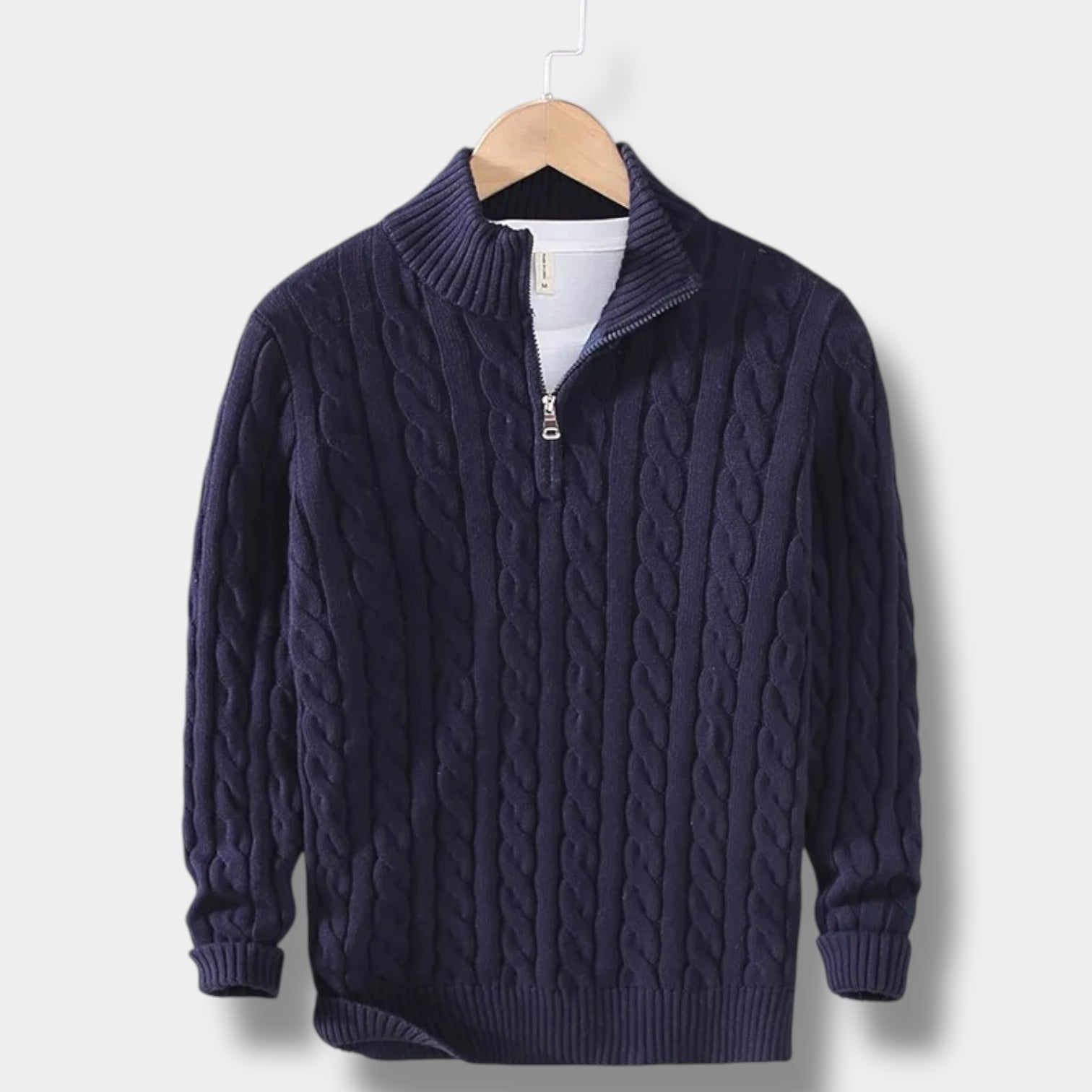 OLD MONEY Jacquard-Strickpullover mit Stehkragen