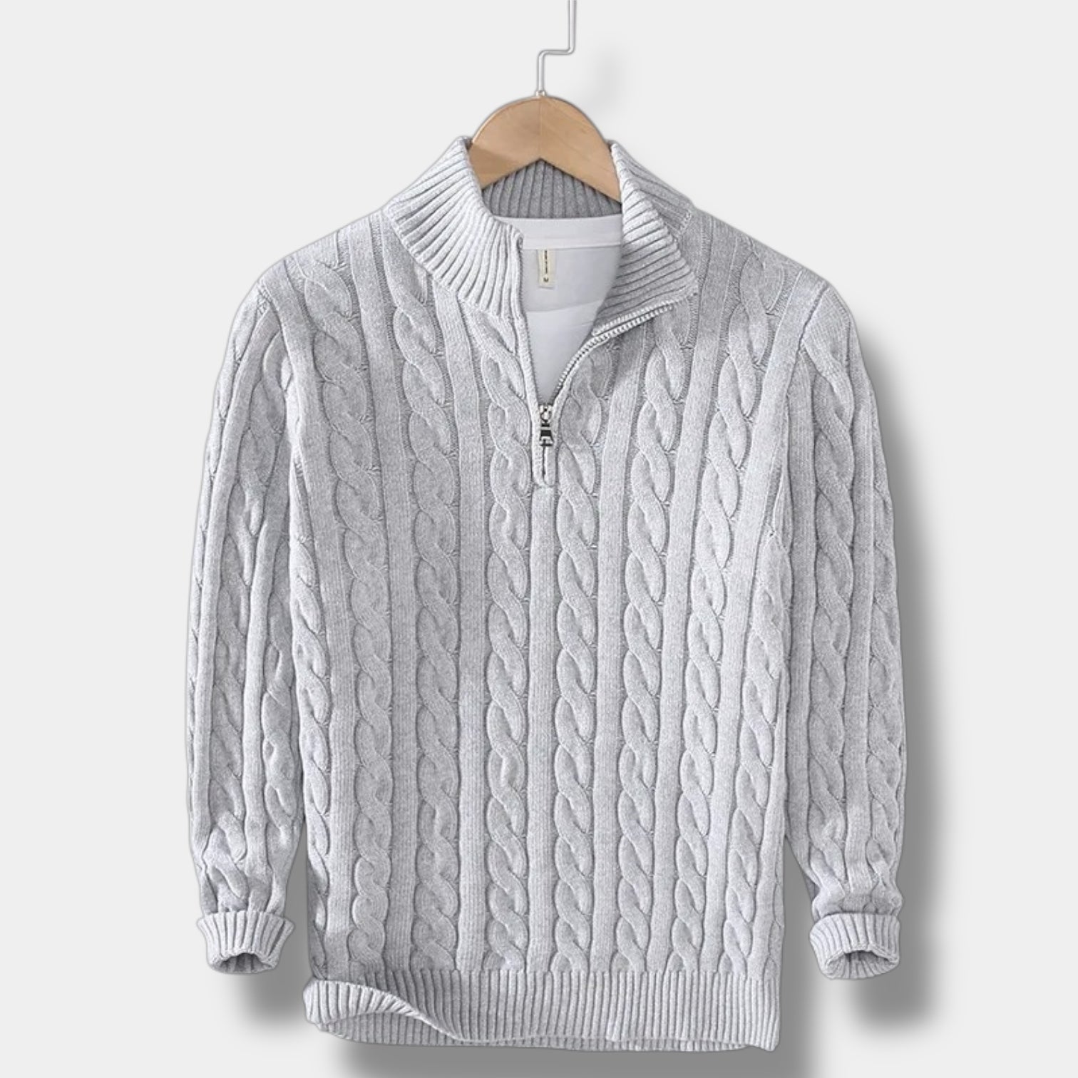 OLD MONEY Jacquard-Strickpullover mit Stehkragen
