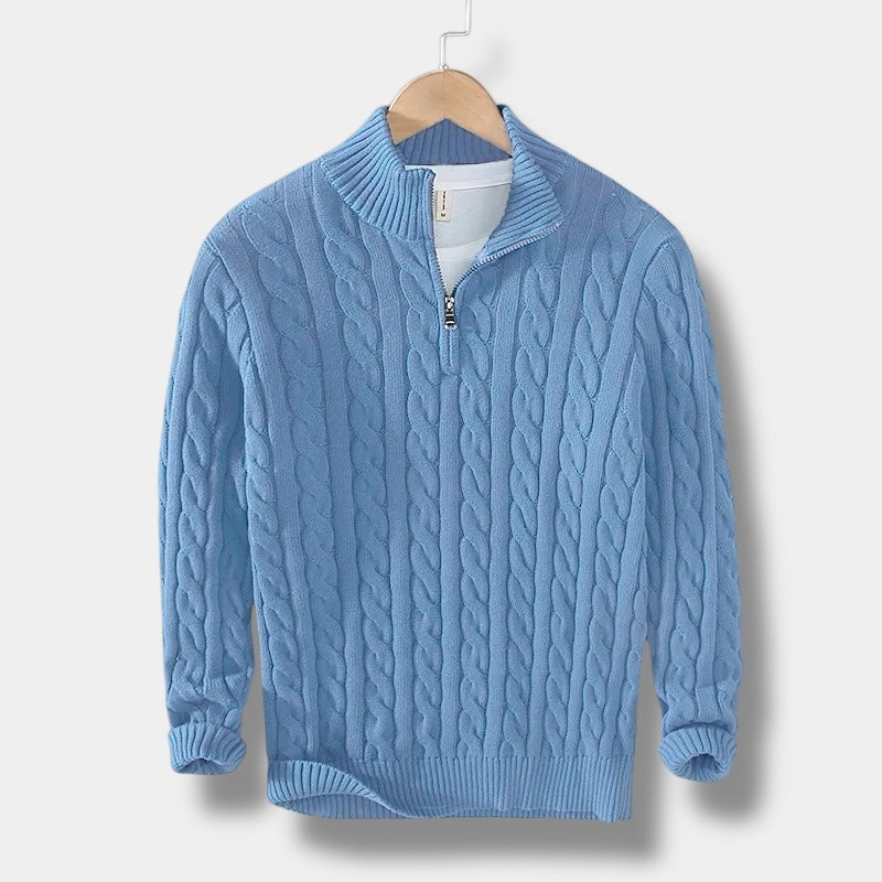 OLD MONEY Jacquard-Strickpullover mit Stehkragen