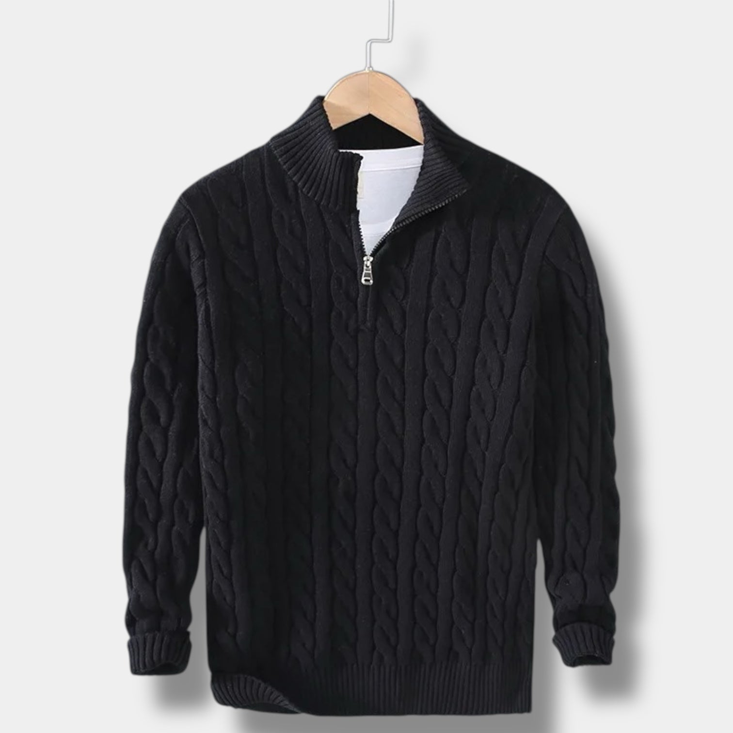 OLD MONEY Jacquard-Strickpullover mit Stehkragen