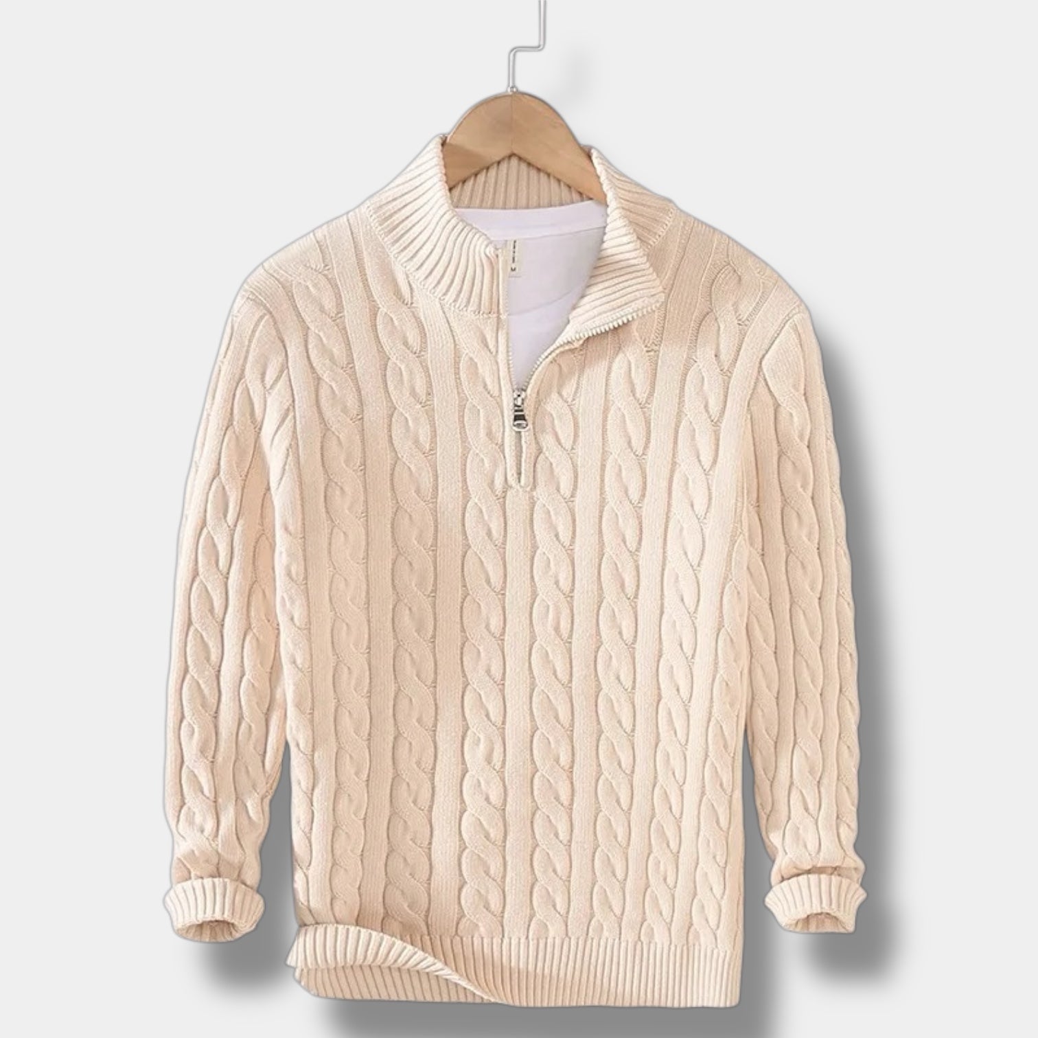 OLD MONEY Jacquard-Strickpullover mit Stehkragen